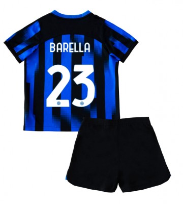 Inter Milan Nicolo Barella #23 Hjemmebanesæt Børn 2023-24 Kort ærmer (+ korte bukser)